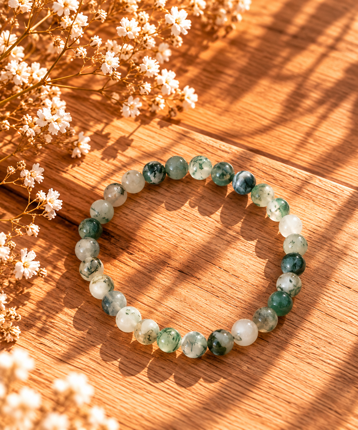 BRACELET BOULE 06MM AGATE ARBRE A