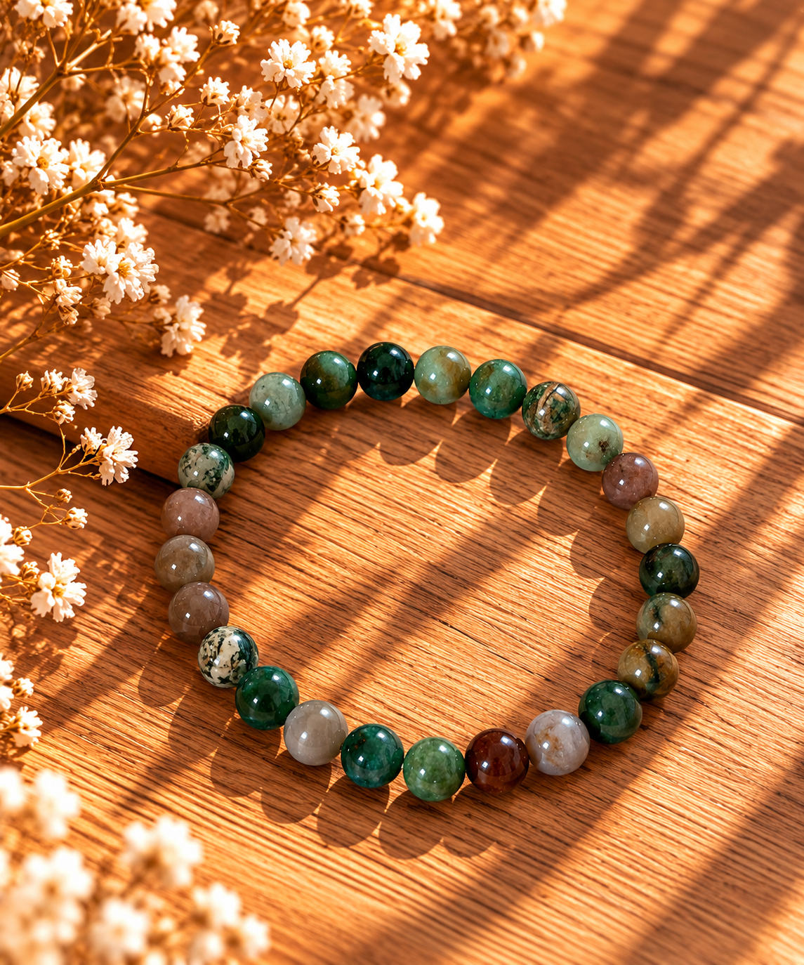 BRACELET BOULE 06MM AGATE INDIENNE A