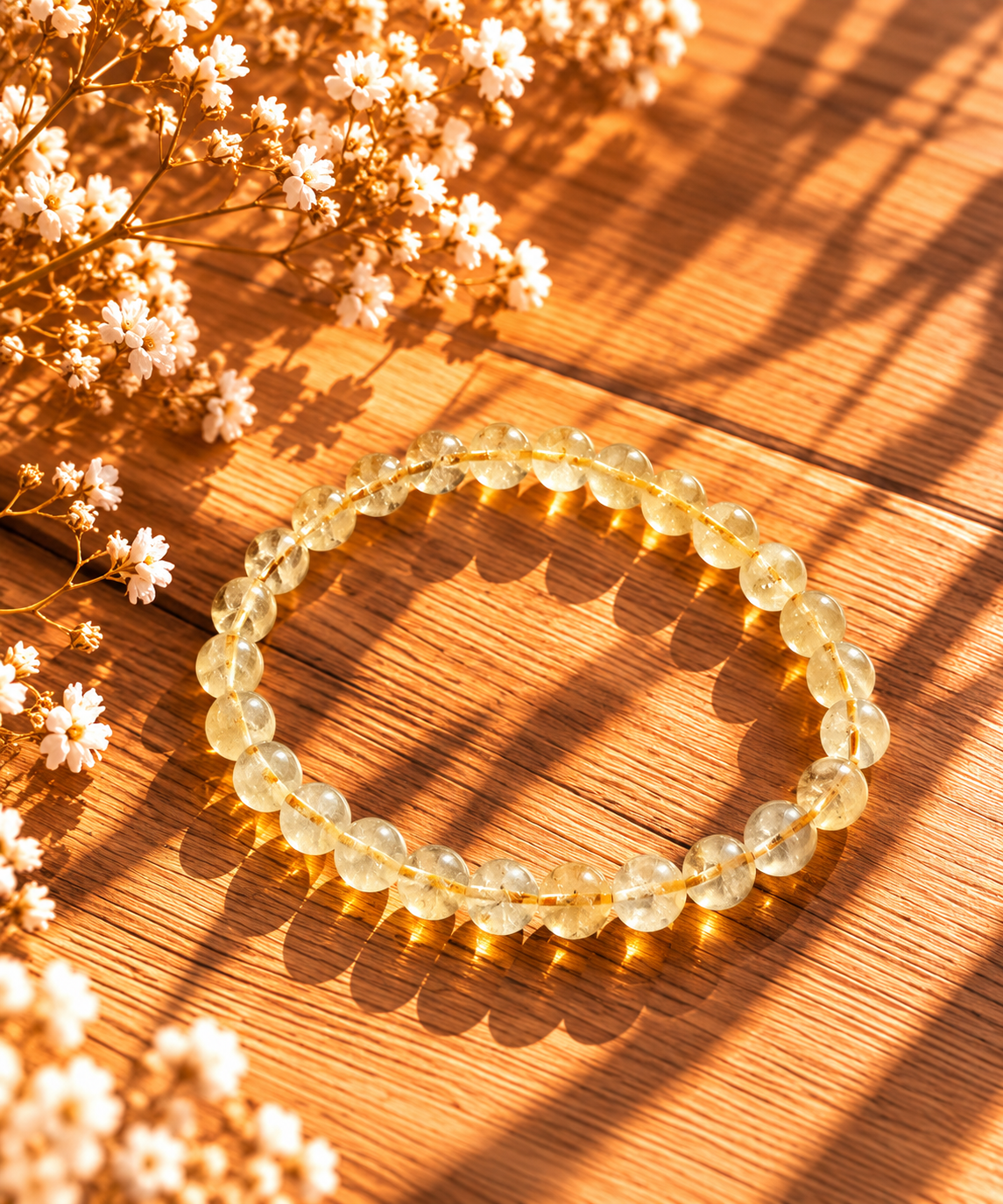 BRACELET BOULE 08MM CITRINE CHAUFFÉE AB