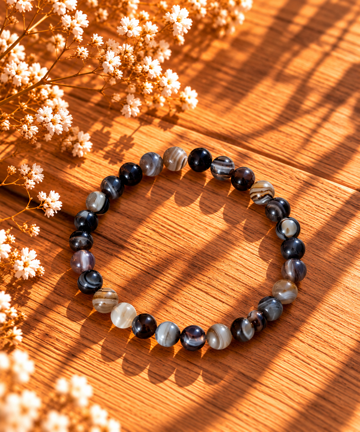BRACELET BOULE 06MM AGATE BOTSWANA A