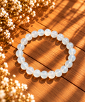 BRACELET BOULE 08MM AGATE BLANCHE AA