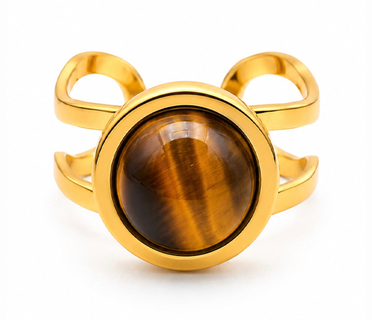 BAGUE AZÉLYS DORÉE OEIL DE TIGRE A
