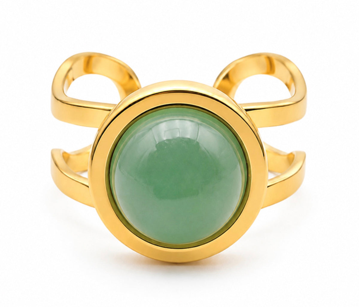 BAGUE AZÉLYS DORÉE AVENTURINE VERTE A