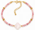 BRACELET ROSALIA DORÉ QUARTZ ROSE, RHODONITE A