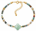 BRACELET ROSALIA DORÉ AVENTURINE VERTE, AGATE INDIENNE A