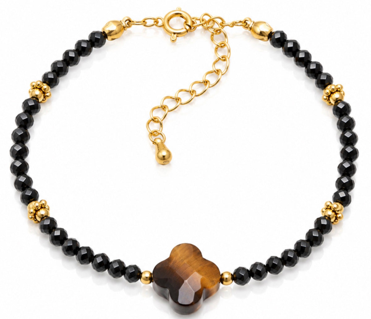 BRACELET ROSALIA DORÉ OEIL DE TIGRE, ONYX A
