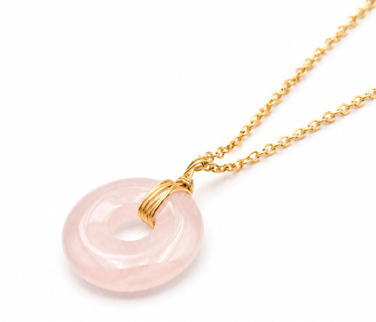 COLLIER LOA DORÉ QUARTZ ROSE A